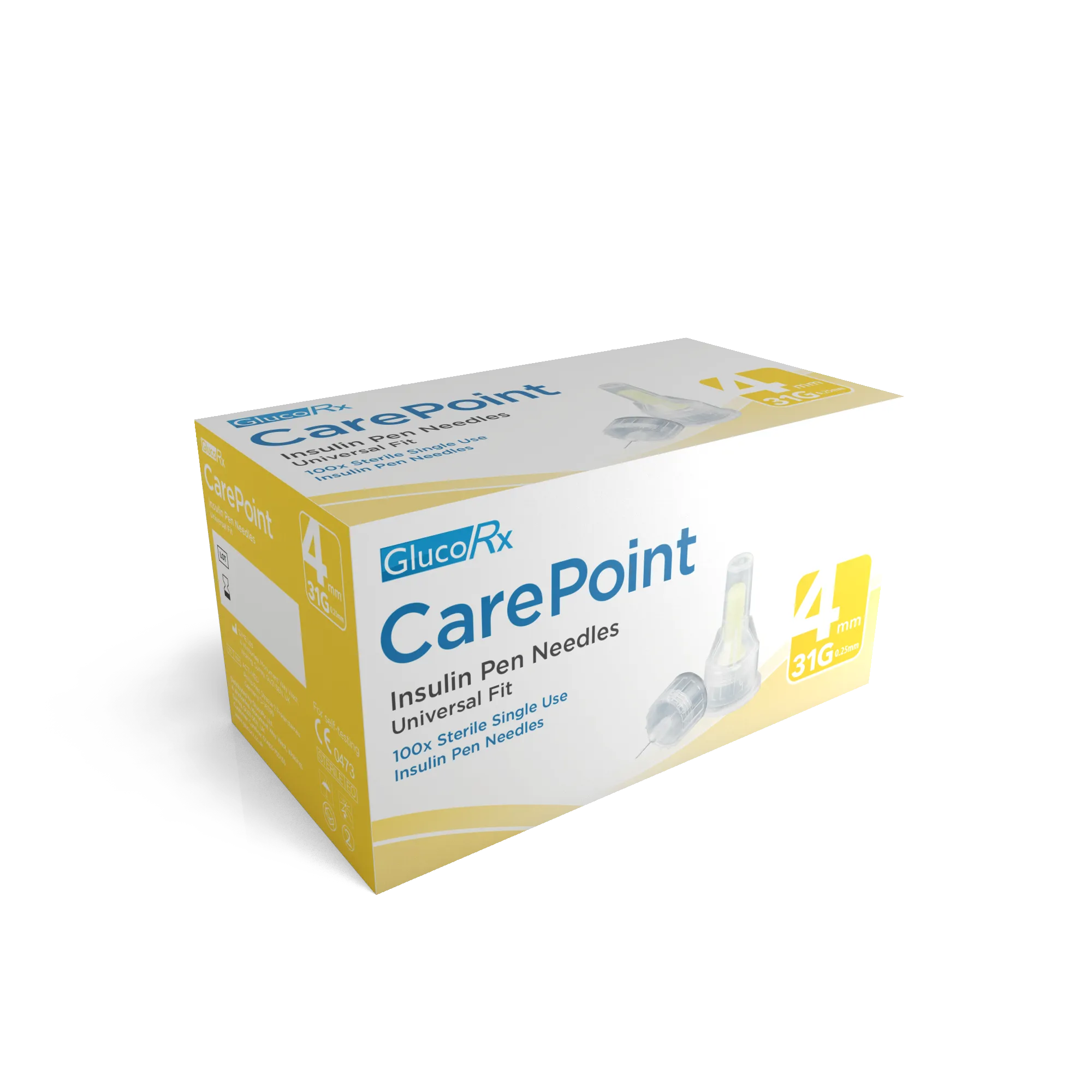 Glucorx Carepoint Pen Needles - 31g 4mm - Pack of 100