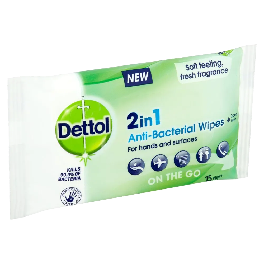 Dettol 2 in 1 - 15 Wipes
