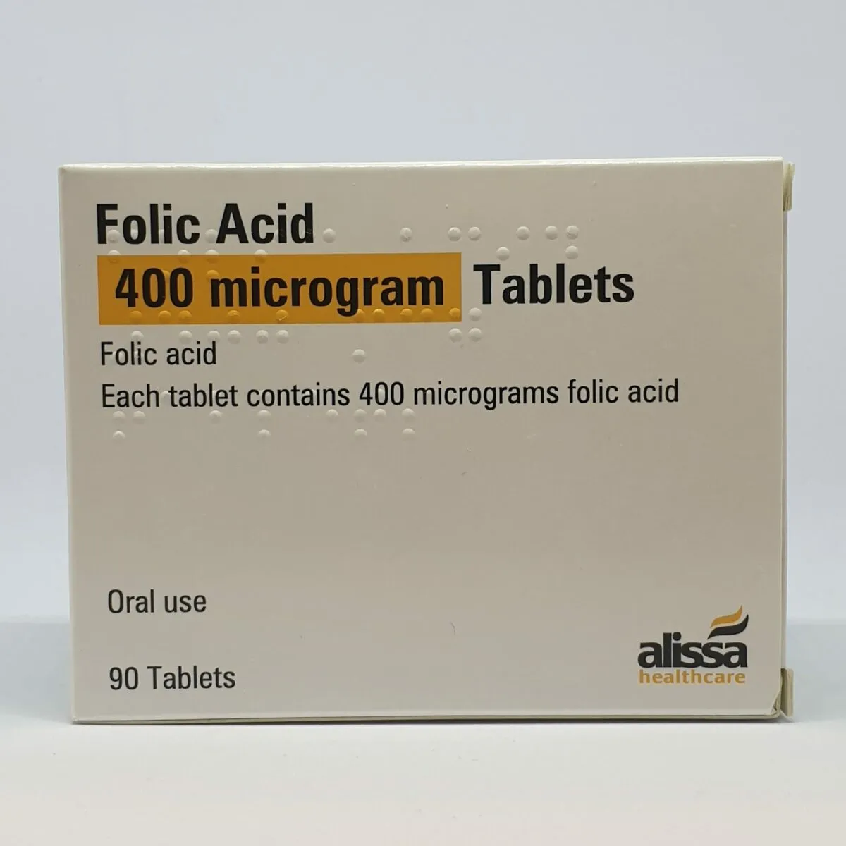 Folic Acid 400 mcg Tablets - 90 Tablets Pregnancy Aid support (Brand May Vary)