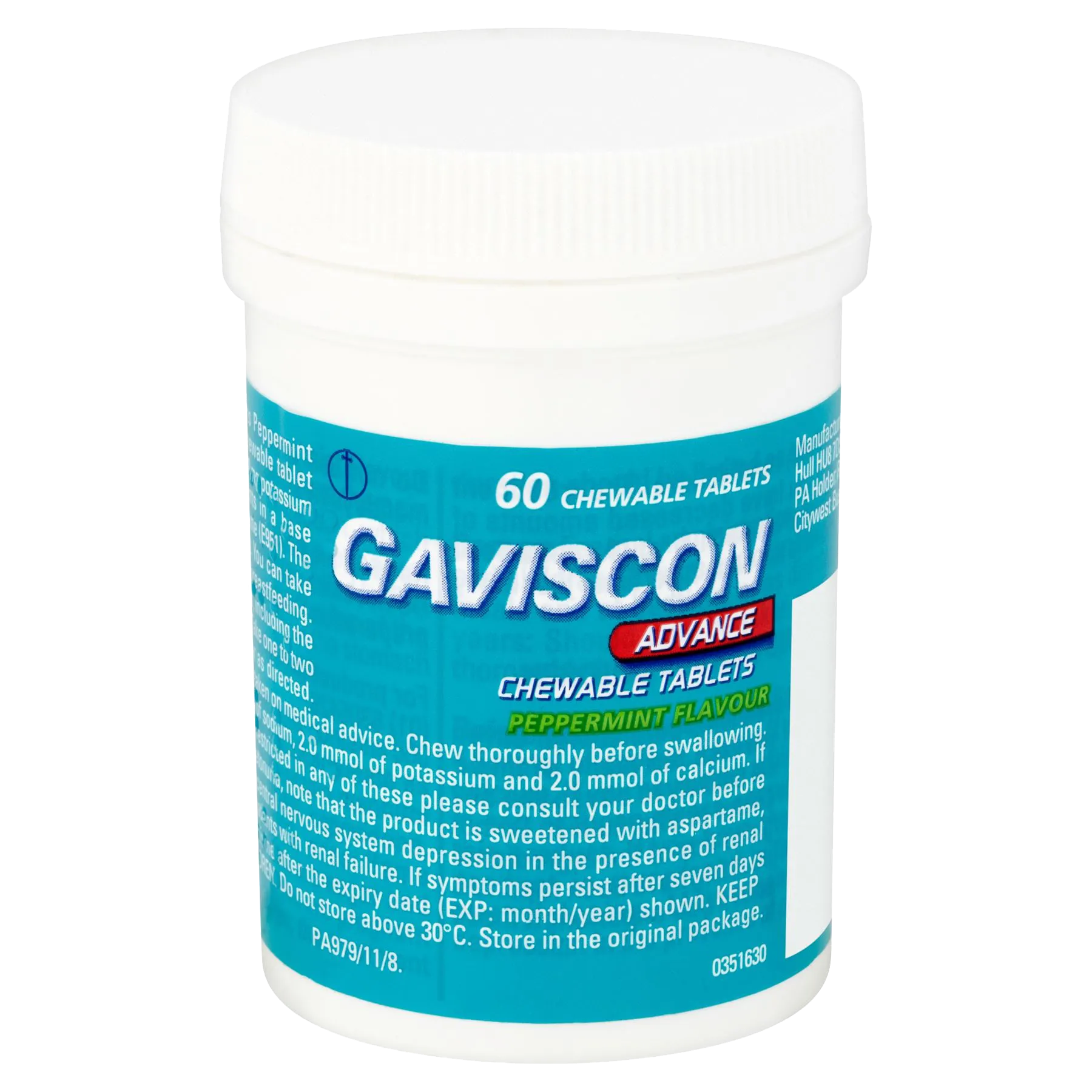 Gaviscon Advance Chewable Tablets Peppermint Flavour - 60 Tablets