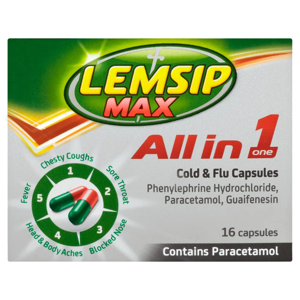 Lemsip Max All In One Cold &amp; Flu - 16 Capsules
