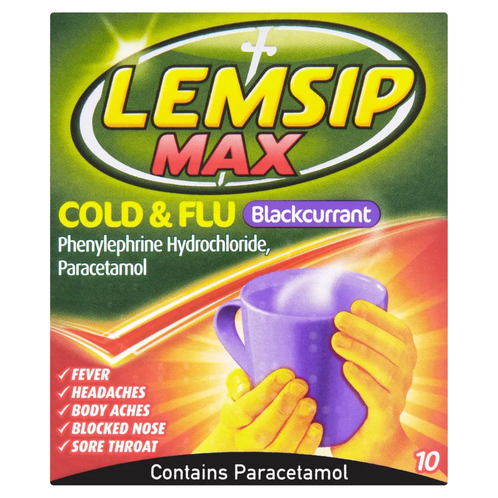 Lemsip Max Cold And Flu Blackcurrant - 10 Sachets