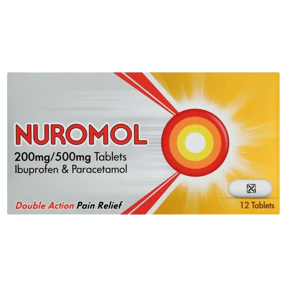 Nuromol Dual Action Pain Relief 200mg/500mg-12-tablets