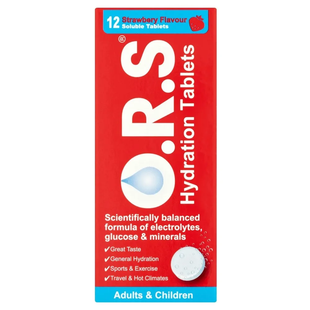 O.R.S Adults & Children Strawberry Flavour - 12 Soluble Tablets