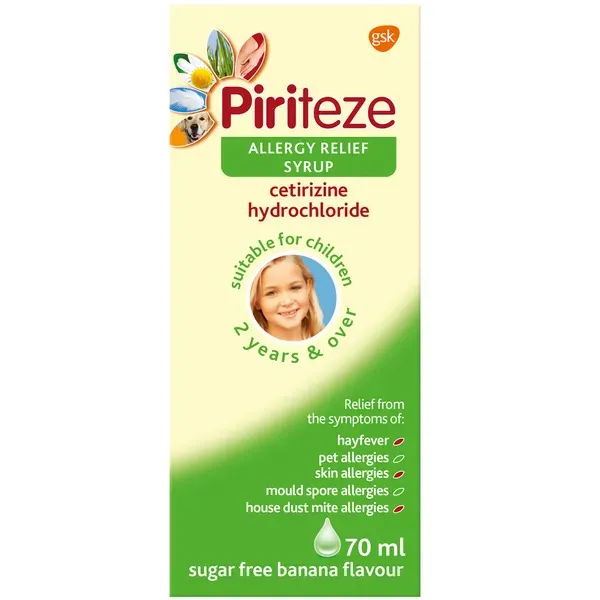 Piriteze Kids Allergy Relief Syrup 2 years &amp; over - 70ml