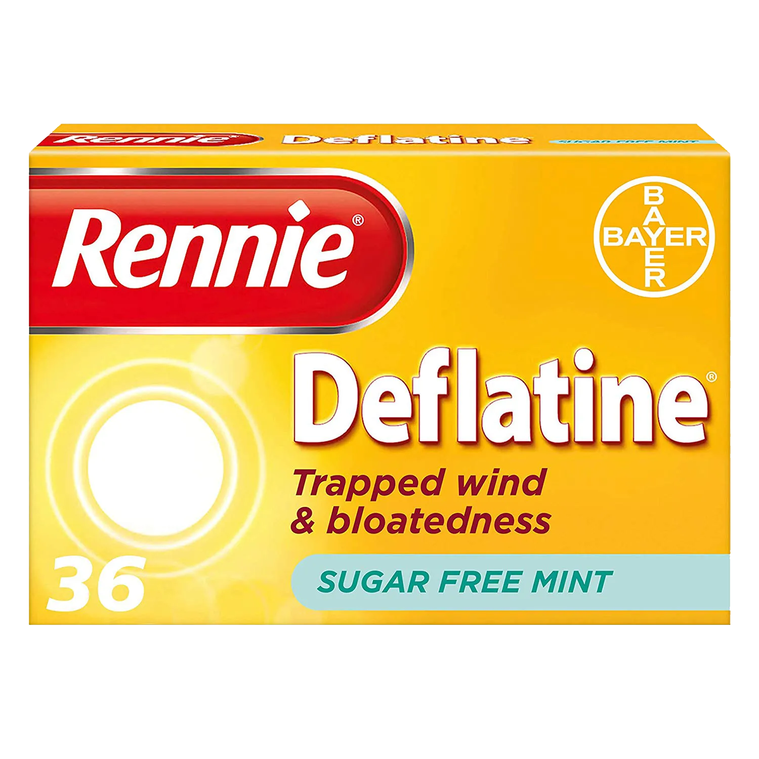 Rennie Deflatine Sugar Free Mint - 36 Tablets