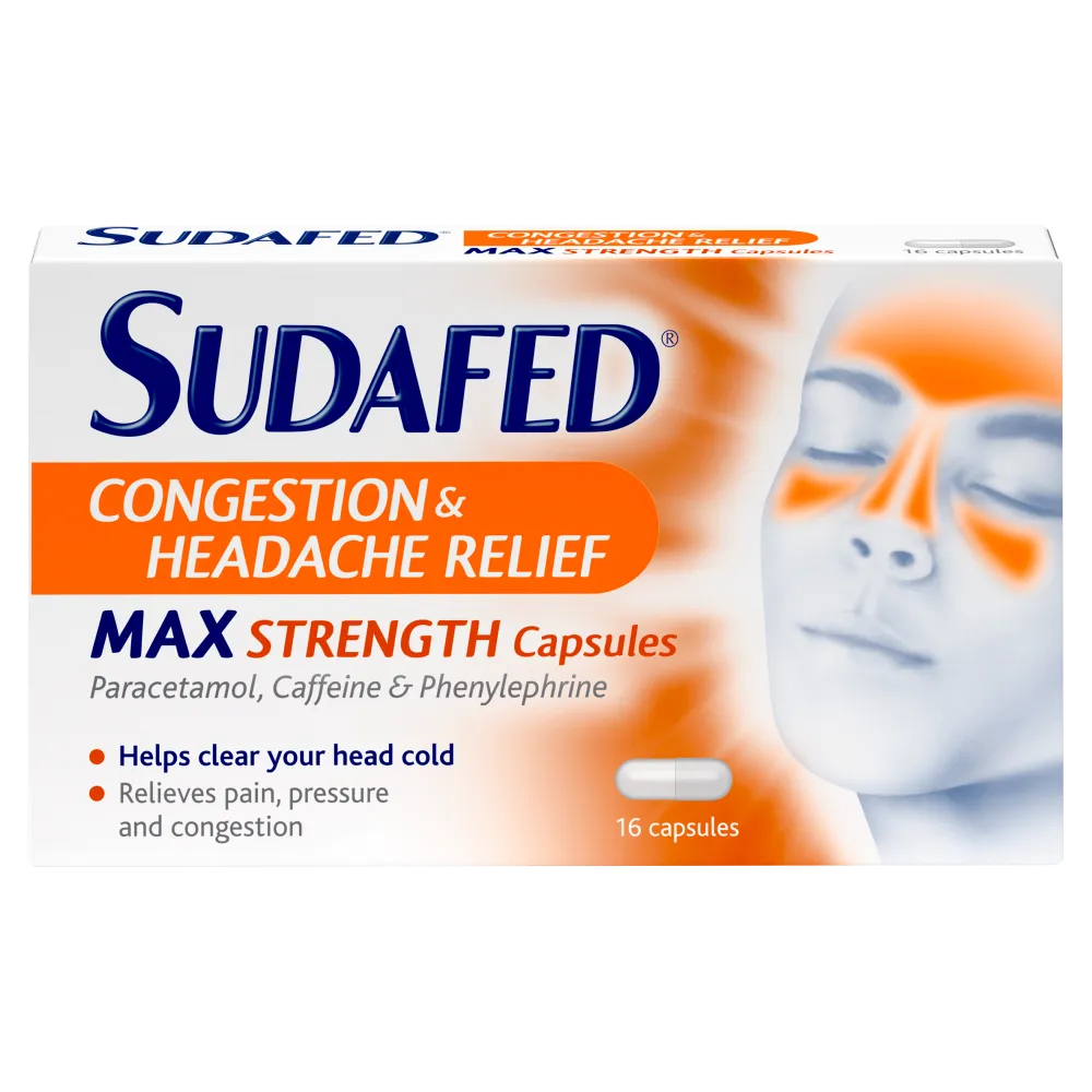 Sudafed Congestion & Headache Relief Max Strength - 16 Tablets