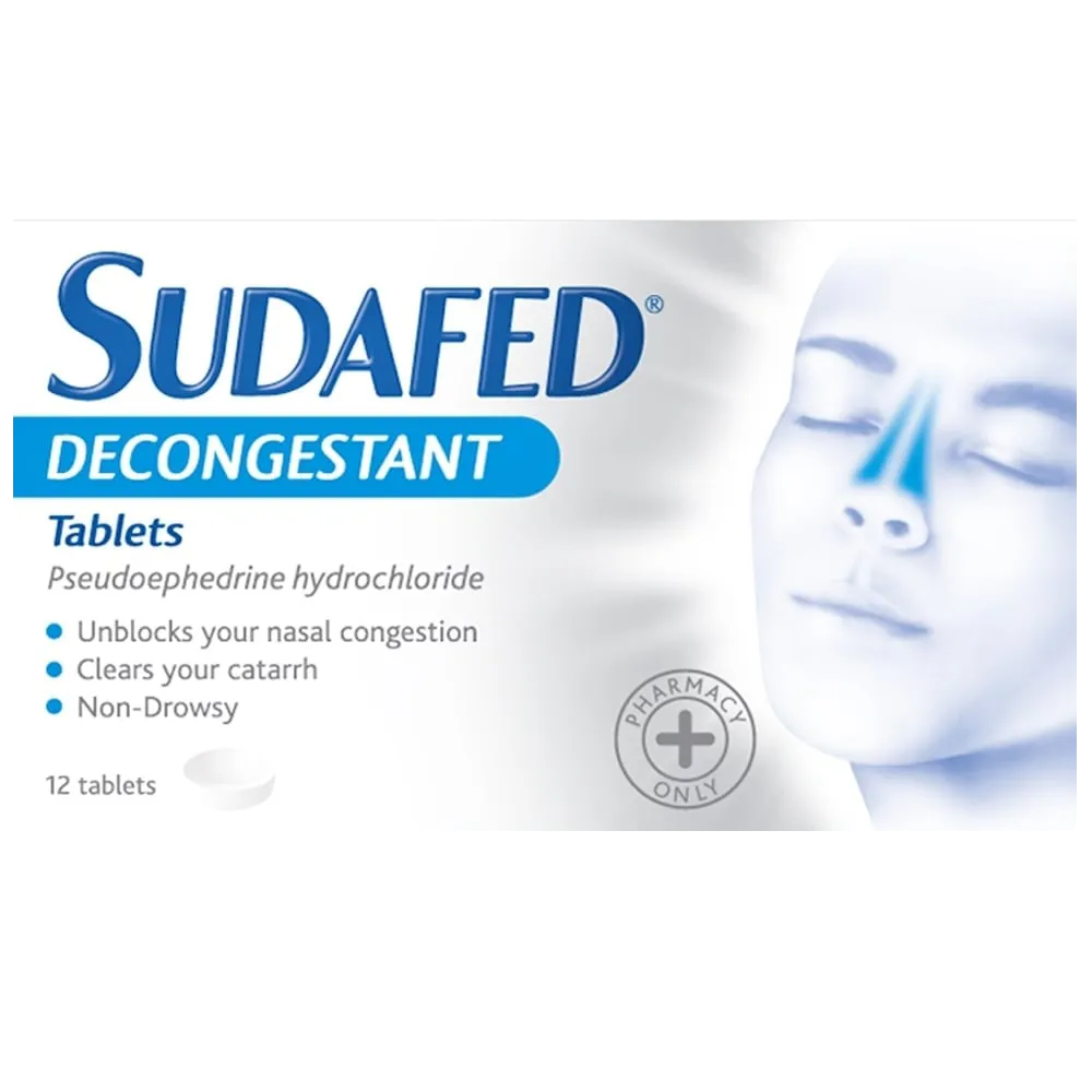 Sudafed Decongestant Tablets - 12 Tablets